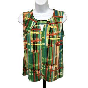 Jennie & Marlis Womens Size PM Casual Formal Sleeveless Blouse Top Green E1